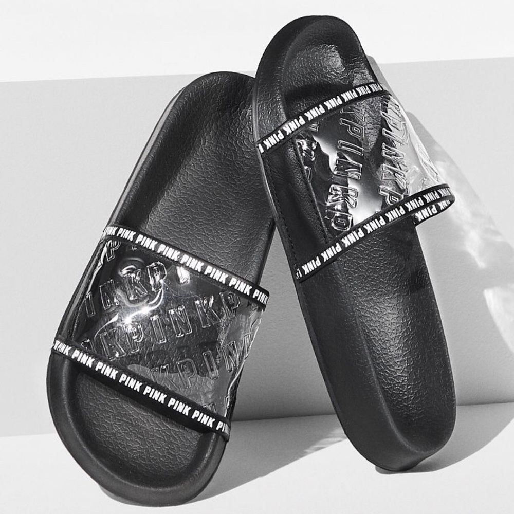 NWOT VS PINK clear embossed logo slides